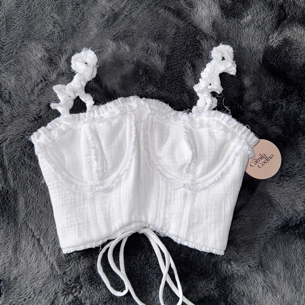 NWT Camila Coelho corset back white crop tank XS
